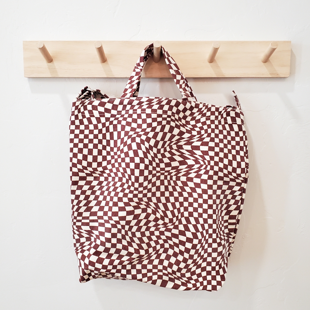 Baggu Maroon Trippy Checker Duck Bag Tote NWT